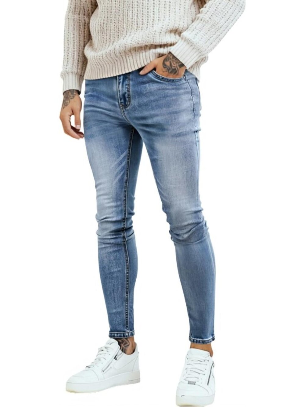 Slim Fit Stretch Tapered Leg Skinny Jeans for Men - Comfortable & Stylish Denim